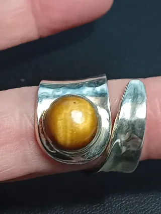 Anillo Plata Ley Ojo Tigre Ajustable