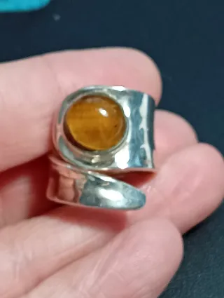 Anillo Plata Ley Ojo Tigre Ajustable