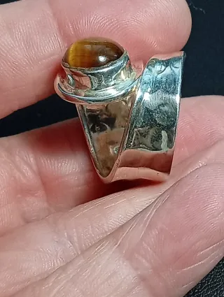 Anillo Plata Ley Ojo Tigre Ajustable