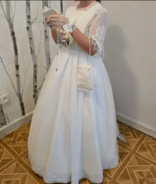 Vestido de Comunión Blanco con Flores