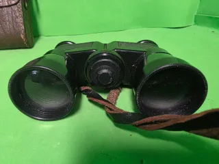 Prismáticos antiguos con funda