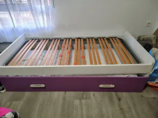 Cama Nido 90x190 Blanca y Morada