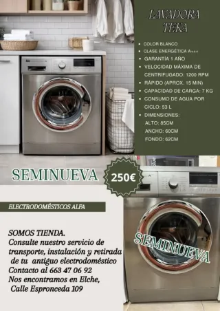 Lavadora Teka Seminueva 7kg 1200 RPM