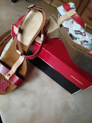 Sandalias Drastk Piel Talla 39 Rojo/Beige