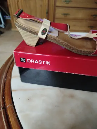 Sandalias Drastk Piel Talla 39 Rojo/Beige