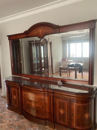 Consola antigua madera maciza con espejo