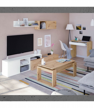 Mueble De Salón 221 Cm. Roble Nodic Y Blanco Arti