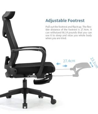Silla de Oficina reclinable ergonómica con reposap