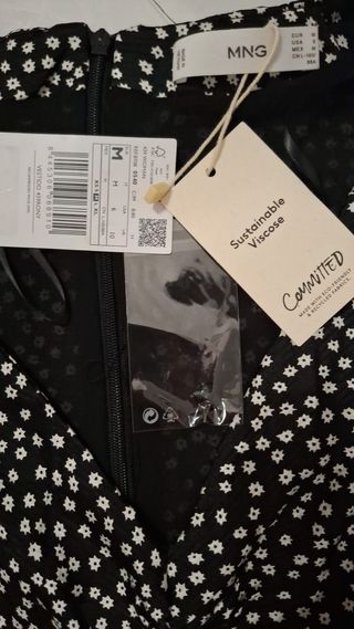 Vestido Mango Negro Estampado