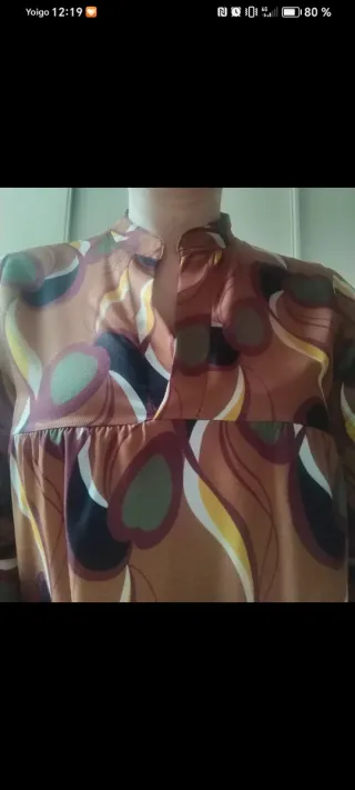 Vestido estampado marrón y multicolor