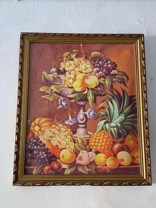 Quadro tela vintage con cornice dorata