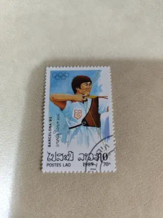 6 Sellos Laos 1989 JJ.OO. Barcelona'92