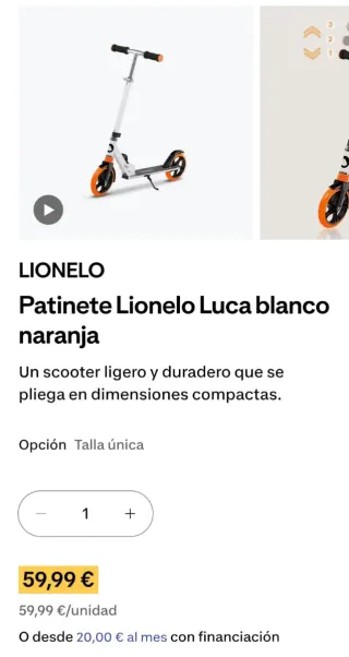 Patinete infantil blanco y naranja