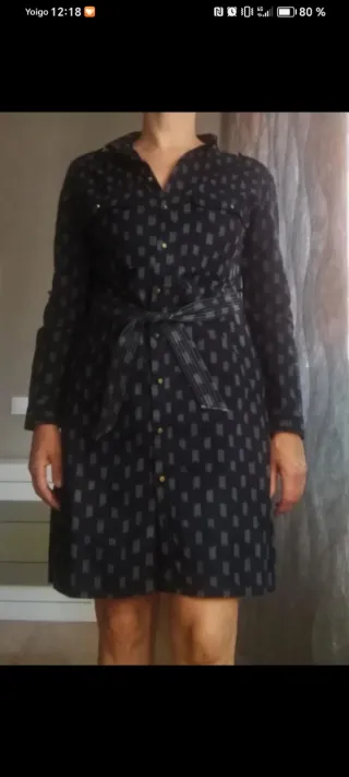 Vestido estampado gris y negro