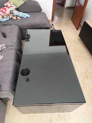 Mesa de centro elevable negra con cristal