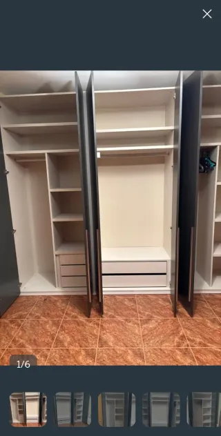 Armario de dormitorio marrón y gris