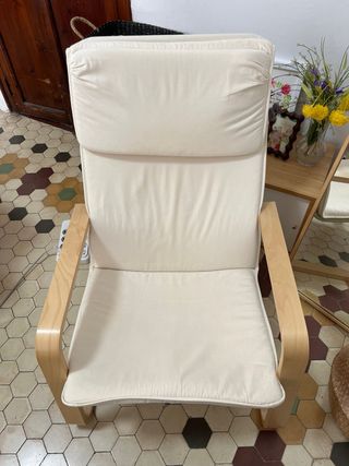 Sillón Ikea Tela Madera Beige