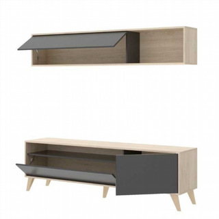 Mueble de Salón Tv Bonn 180cm. Natural y Grafito