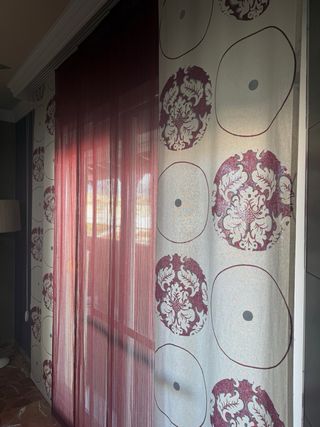 Cortinas Panel Japonés Beige y Rojo
