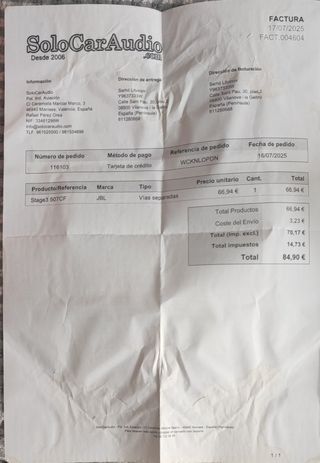 Altavoces JBL Stage3 507CF + Adaptadores