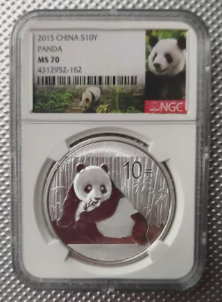 Moneda Panda China 2015 10Y MS70 NGC