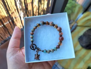 Pulsera piedra natural Jaspe serpentina multicolor