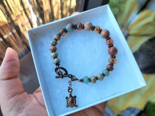 Pulsera piedra natural Jaspe serpentina multicolor