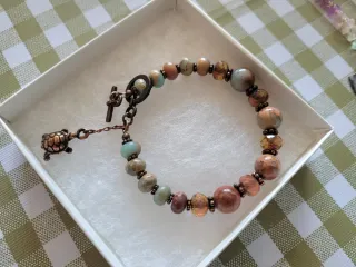 Pulsera piedra natural Jaspe serpentina multicolor