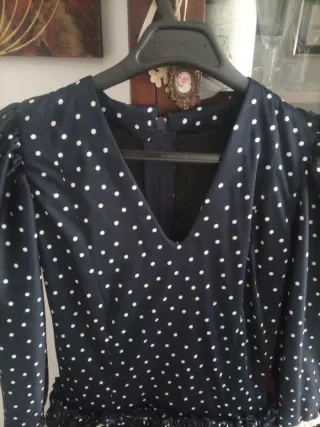 Traje Flamenca Negro Lunares Rosa T.38/40