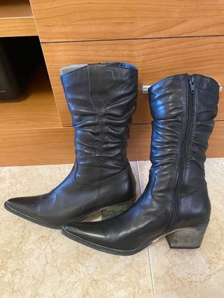 Botas de piel negras tacón - Talla 37
