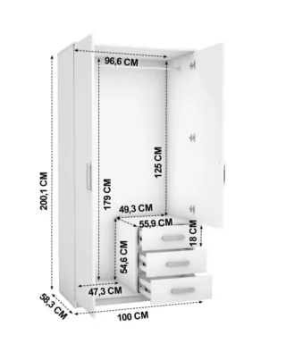 Armario Blanco con Espejo y Cajones