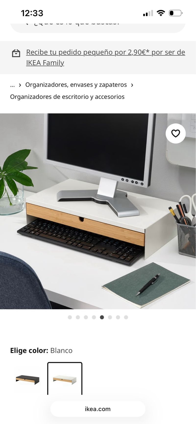 Soporte monitor con cajón, blanco y bambú de IKEA afbeelding 5