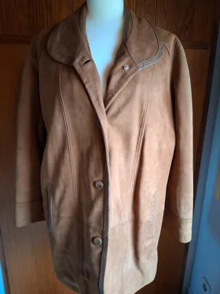 Abrigo Vintage Piel Beige/Marrón