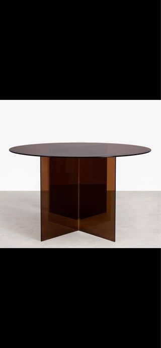 Mesa Comedor Redonda Cristal Marrón