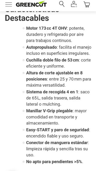 Cortacésped 7,5 CV 53 cm ancho corte.