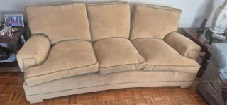 Sofá 3 plazas terciopelo beige 2metros