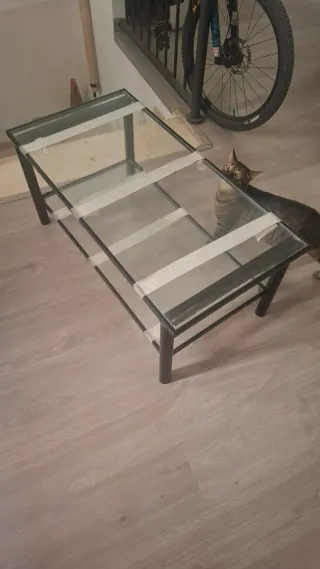 Mesa de salón elevable cristal y metal