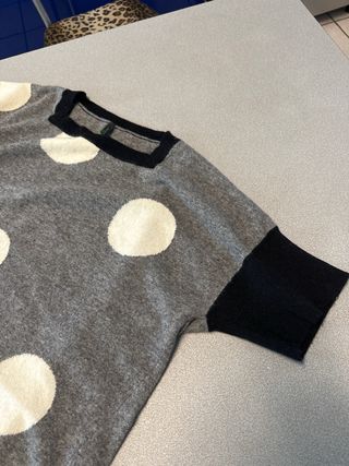 Miniabito a pois grigio e bianco