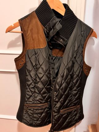 Chaleco Zara verde y marrón Talla M