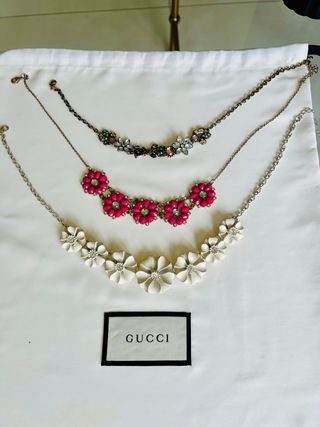 Lote 3 collane floreali con zirconi e ceramica