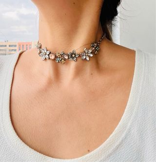 Lote 3 collane floreali con zirconi e ceramica