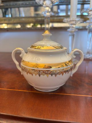 Juego de café vintage porcelana dorado