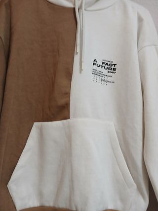 Sudadera bicolor marrón y blanca