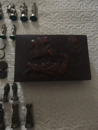 Juego Ajedrez Bronce Antiguo Figuras Coleccion