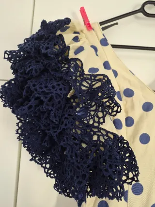 Traje Flamenca Beige y Azul