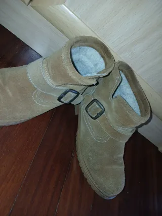 Botines Ante Estilo Motero Lana
