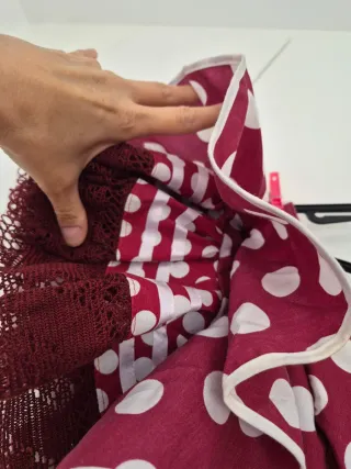 Traje Flamenca Burdeos y Blanco