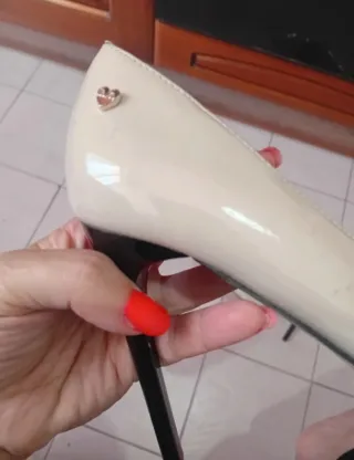 Scarpe eleganti beige/rosse n.37,tacco dodici