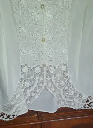 Camisa Antigua Encaje Flores Blanca Talla M