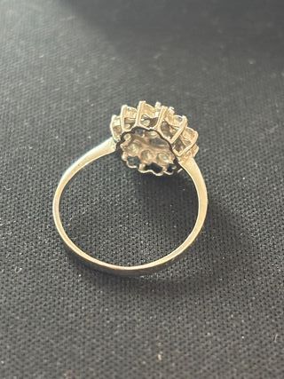 Anillo Oro Blanco 18k Rosetón Diamantes